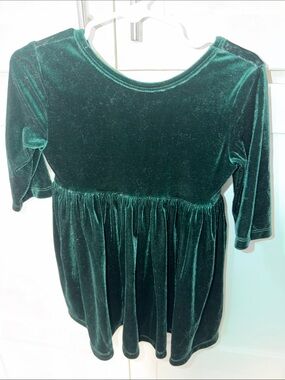 Mila & Rose Velvet Empire Green Girls Dress